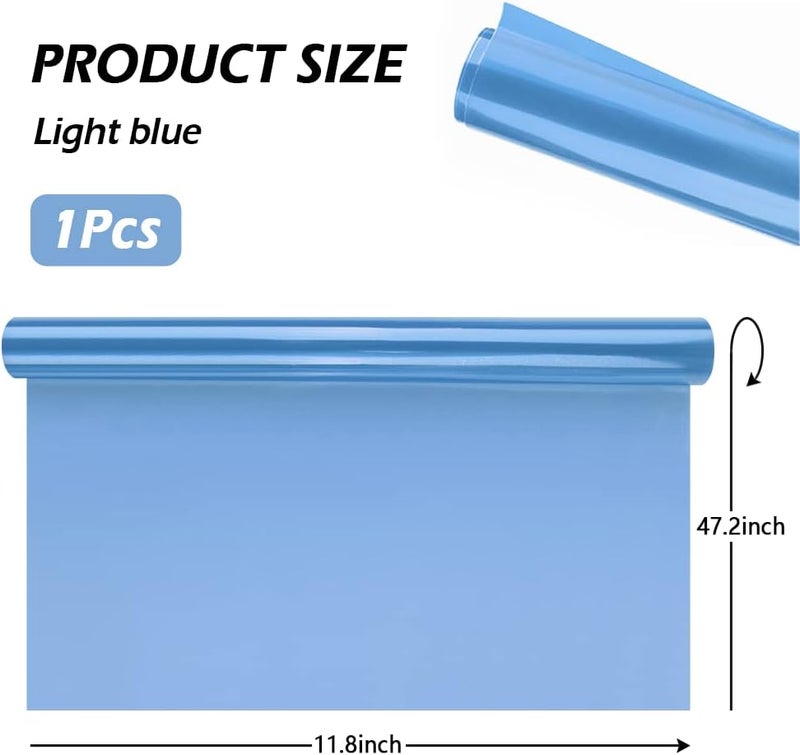 wedfish 12 X 48inch Car Light Tint Film, Cuttable&Stretchability Car Headlight Taillight Fog Light Vivid Vinyl Wrap Protector,Non-Marking Self-Adhesive Decals Car Decor (Light Blue) - Image 2